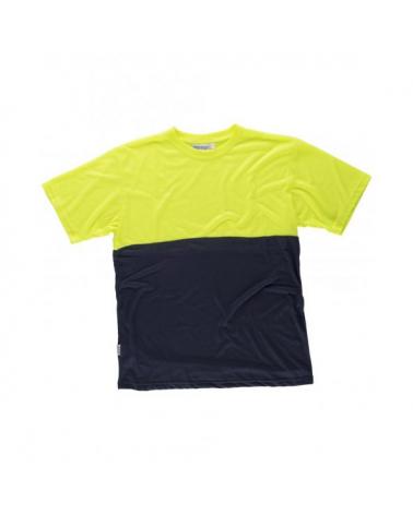 Comprar Camiseta de poliester tacto algodón C6020 Marino+Amarillo AV workteam delante