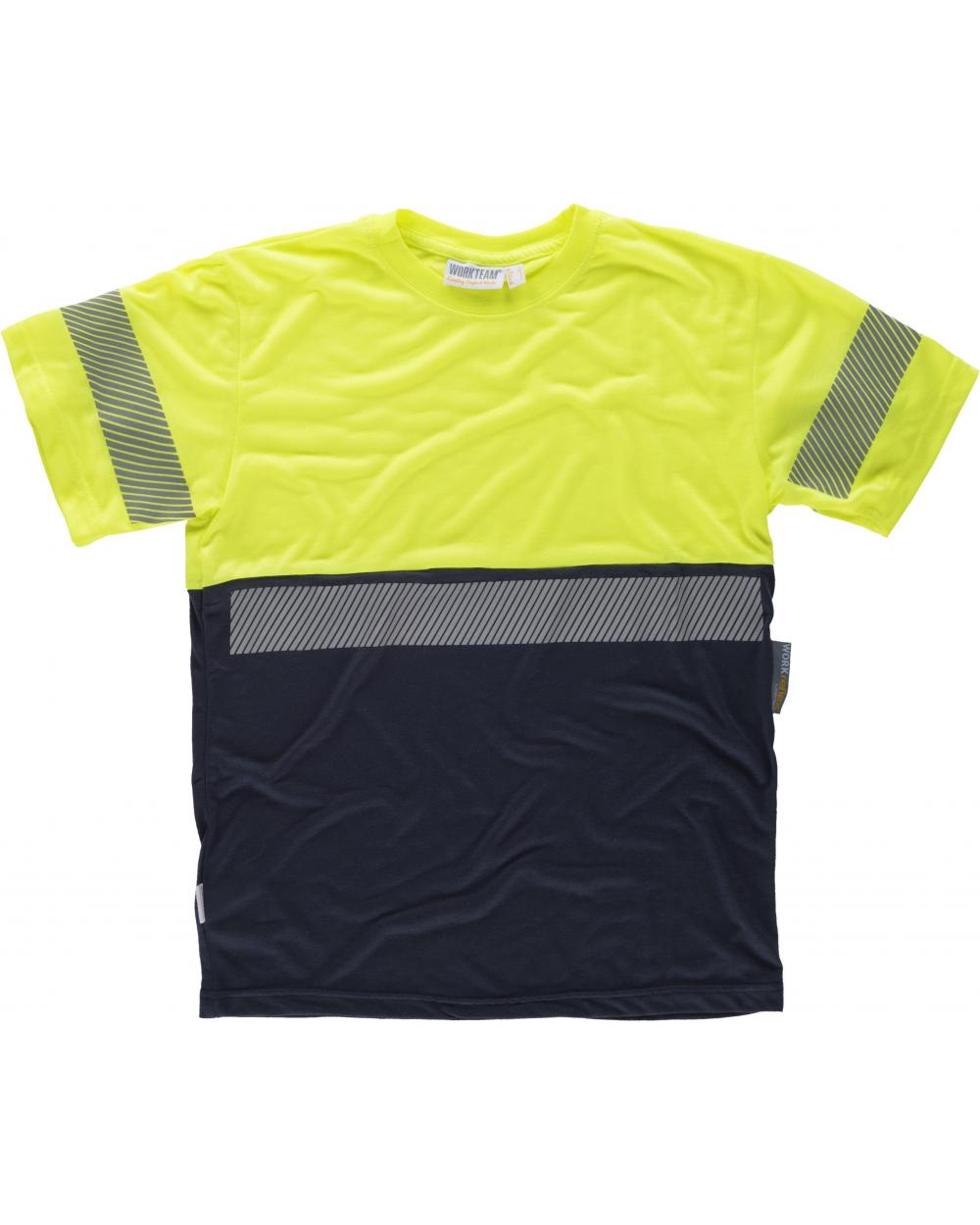 Comprar Camiseta tacto algodón con cintas reflectantes C6030 Marino+Amarillo AV workteam delante