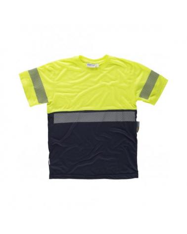 Comprar Camiseta tacto algodón con cintas reflectantes C6030 Marino+Amarillo AV workteam delante