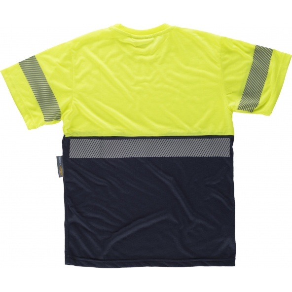 Camiseta tacto algodón con cintas reflectantes C6030 Marino+Amarillo AV workteam atrás barato