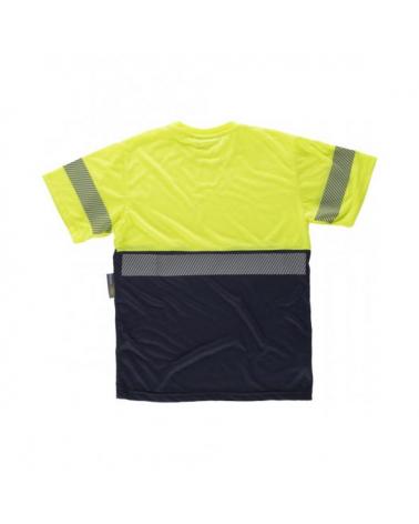 Camiseta tacto algodón con cintas reflectantes C6030 Marino+Amarillo AV workteam atrás barato