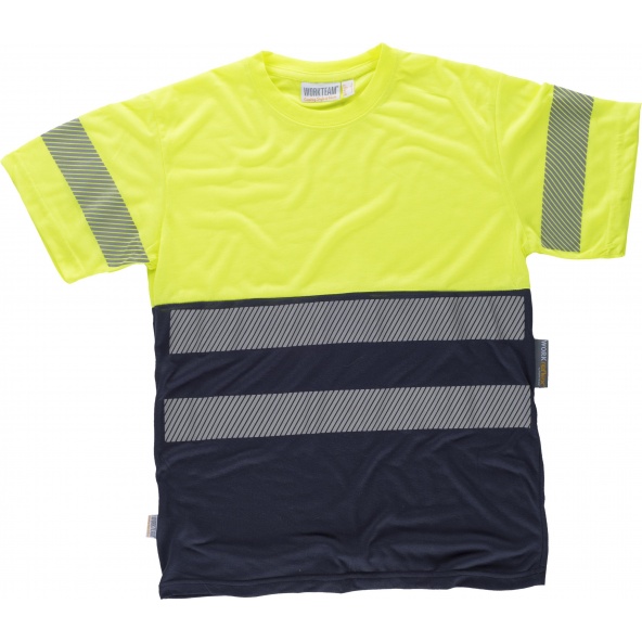 Comprar Camiseta tacto algodón con cintas reflectantes C6040 Marino+Amarillo AV workteam delante