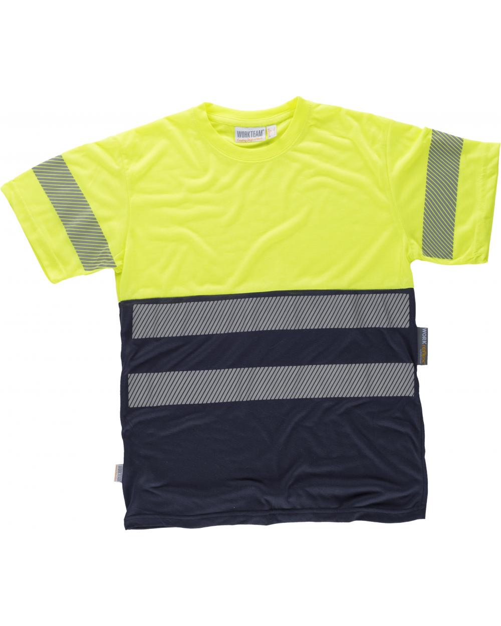 Comprar Camiseta tacto algodón con cintas reflectantes C6040 Marino+Amarillo AV workteam delante