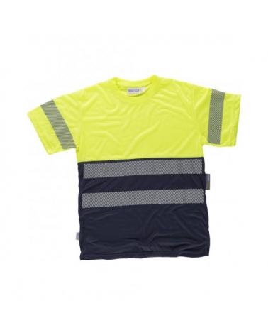 Comprar Camiseta tacto algodón con cintas reflectantes C6040 Marino+Amarillo AV workteam delante