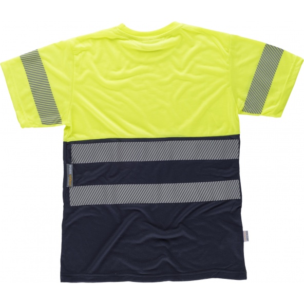 Camiseta tacto algodón con cintas reflectantes C6040 Marino+Amarillo AV workteam atrás barato