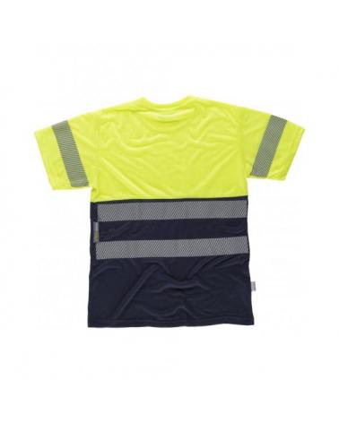 Camiseta tacto algodón con cintas reflectantes C6040 Marino+Amarillo AV workteam atrás barato