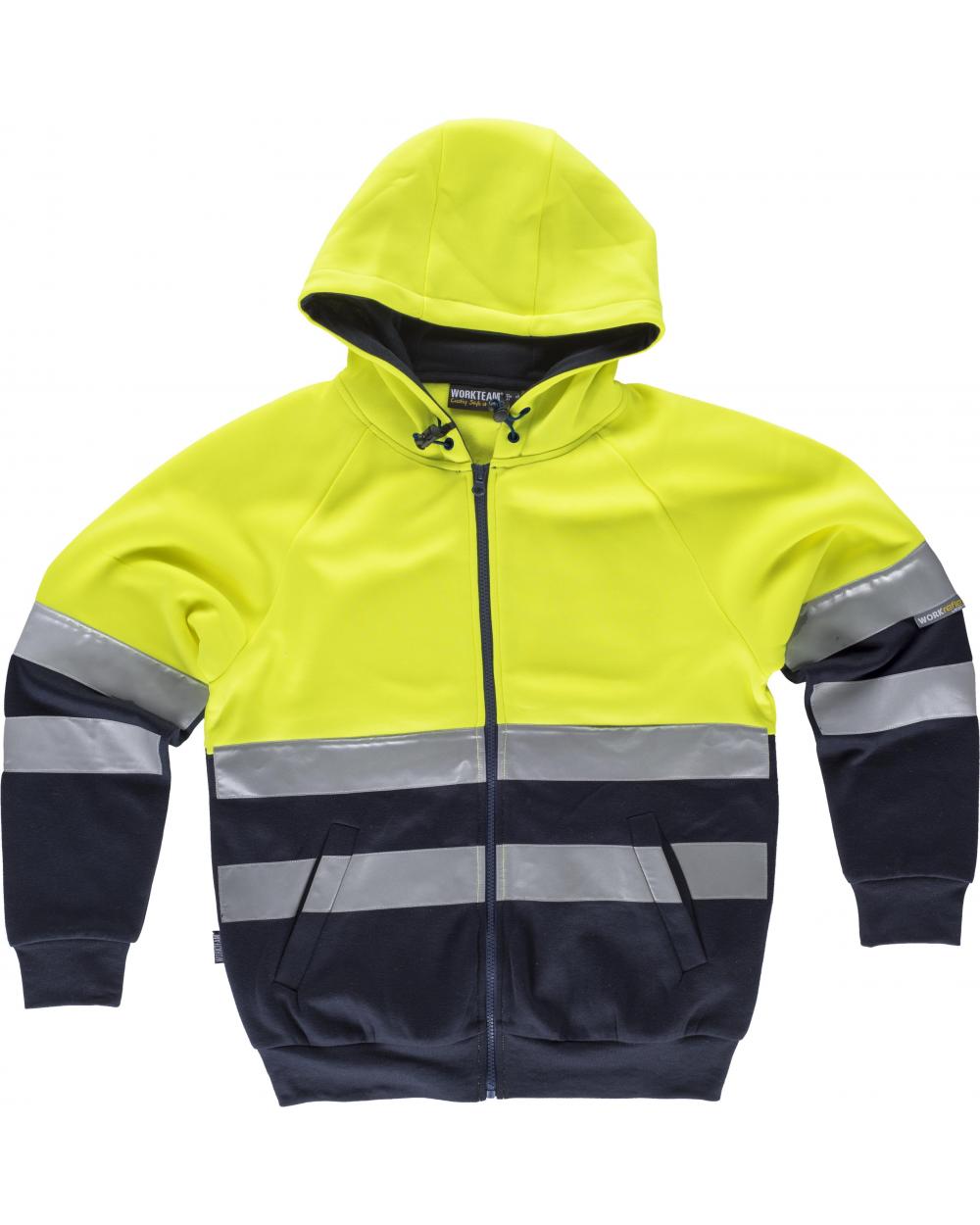 Comprar Sudadera con capucha y cintas reflectantes C9036 Amarillo AV+Marino workteam delante