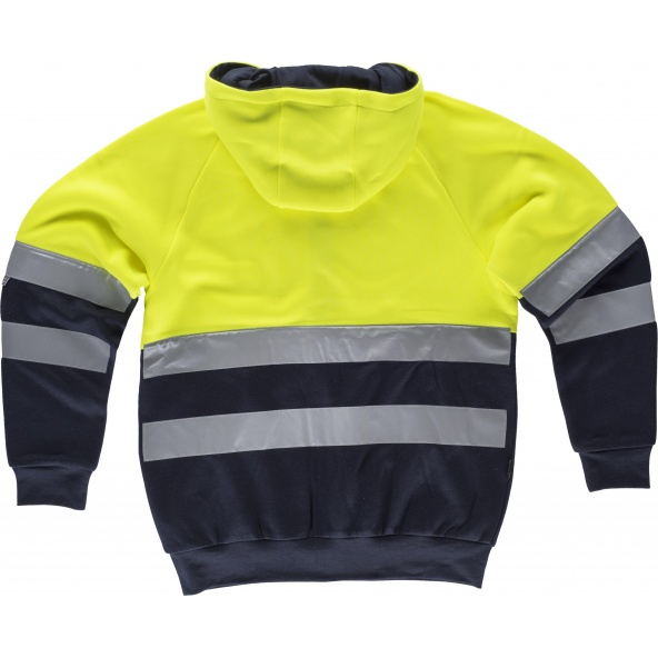 Sudadera con capucha y cintas reflectantes C9036 Amarillo AV+Marino workteam atrás barato