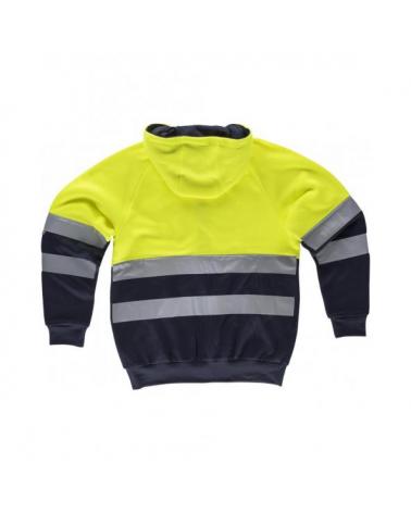 Sudadera con capucha y cintas reflectantes C9036 Amarillo AV+Marino workteam atrás barato