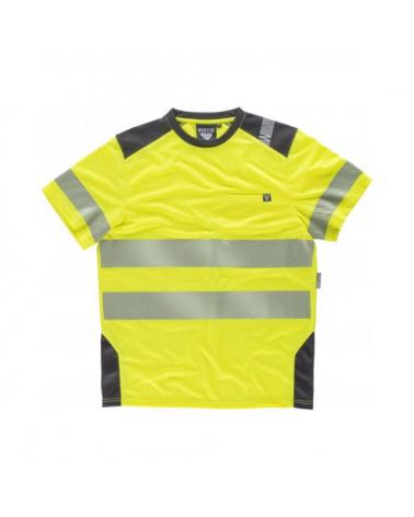 Comprar Camiseta transpirable con cintas reflectantes C2941 Amarillo AV+Gris Oscuro workteam delante