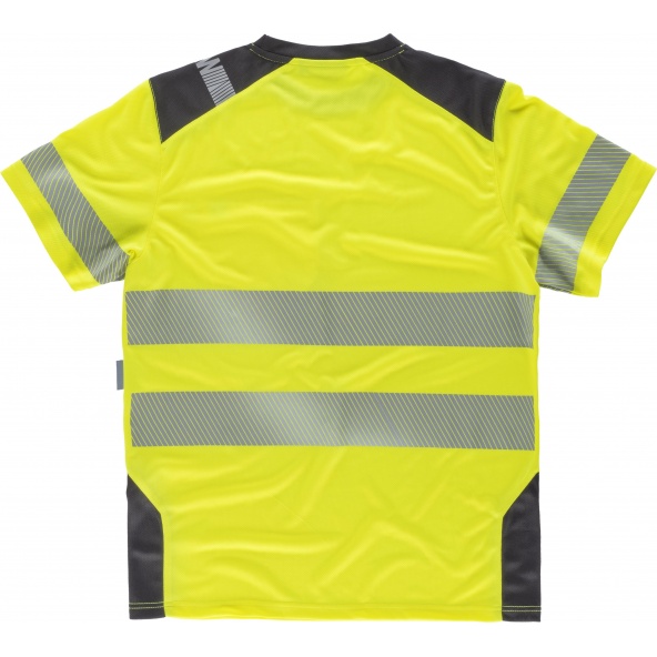 Camiseta transpirable con cintas reflectantes C2941 Amarillo AV+Gris Oscuro workteam atrás barato