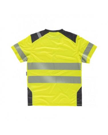 Camiseta transpirable con cintas reflectantes C2941 Amarillo AV+Gris Oscuro workteam atrás barato