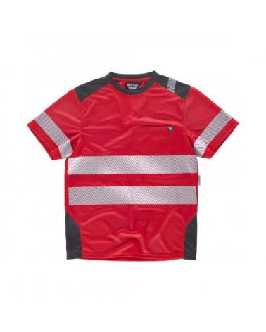 Comprar Camiseta transpirable con cintas discontinuas C2942 Rojo+Gris Oscuro workteam delante