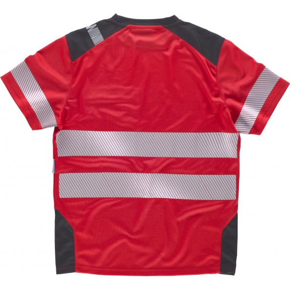 Camiseta transpirable con cintas discontinuas C2942 Rojo+Gris Oscuro workteam atrás barato