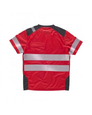 Camiseta transpirable con cintas discontinuas C2942 Rojo+Gris Oscuro workteam atrás barato