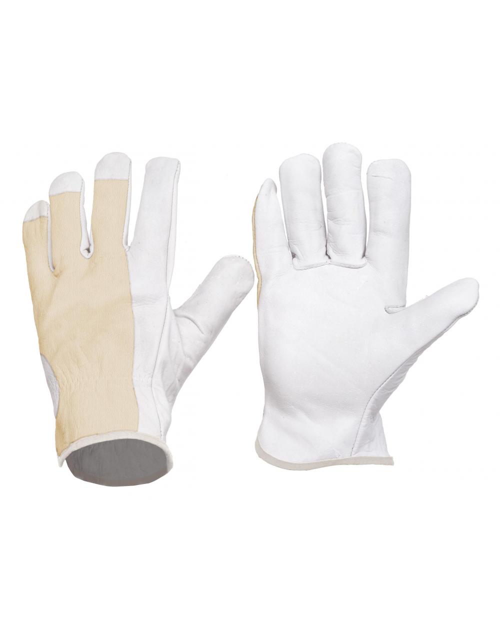 Comprar Guantes de piel y dorso algodon G1501 - Pack de 12 pares Blanco workteam barato