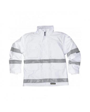 Comprar Parka acolchada con cintas reflectantes S1008 Blanco workteam delante