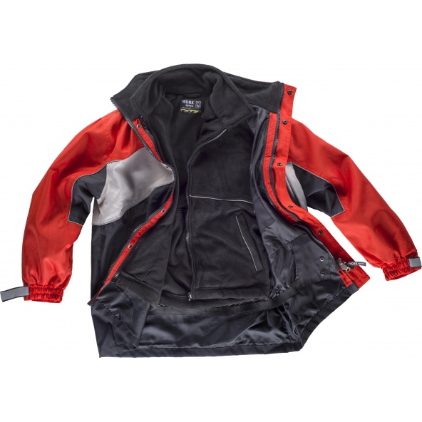 Parka + forro polar 2 en 1 S1140 Rojo+Gris+Negro workteam 2