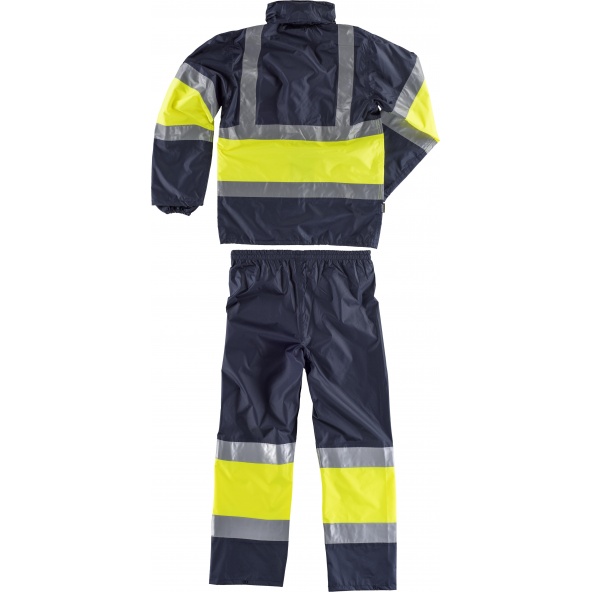 Traje de agua impermeable certificado S2018 Marino+Amarillo AV workteam atrás barato