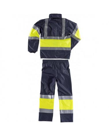 Traje de agua impermeable certificado S2018 Marino+Amarillo AV workteam atrás barato