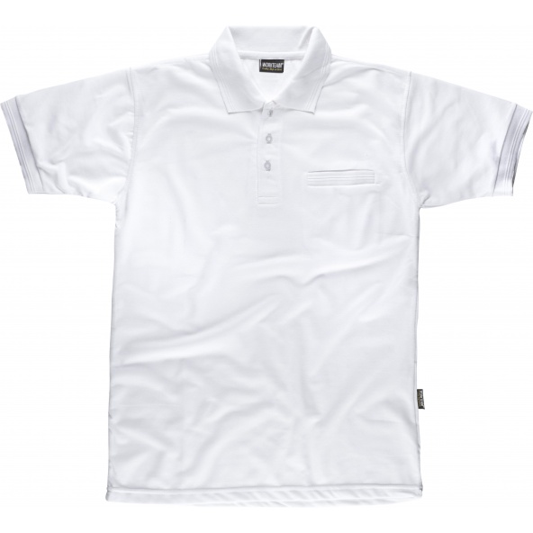 Comprar Polo liso con bolsillo S6502 Blanco workteam delante