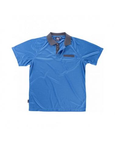 Comprar Polo tecnico con bolsillo S6530 Celeste+Gris workteam delante