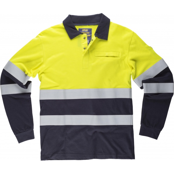 Comprar Polo ignifugo y antiestatico certificado S6591 Marino+Amarillo AV workteam delante