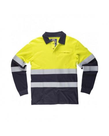 Comprar Polo ignifugo y antiestatico certificado S6591 Marino+Amarillo AV workteam delante