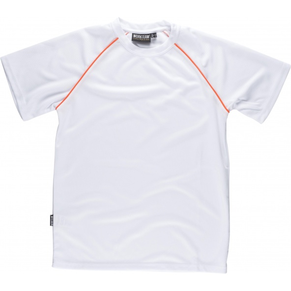 Comprar Camiseta tecnica S6640 Blanco+Naranja AV workteam delante