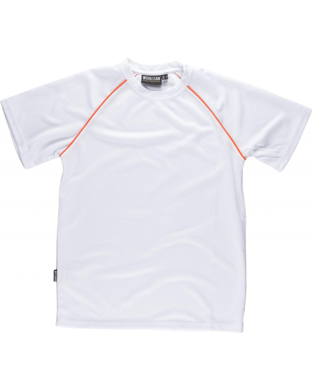 Comprar Camiseta tecnica S6640 Blanco+Naranja AV workteam delante