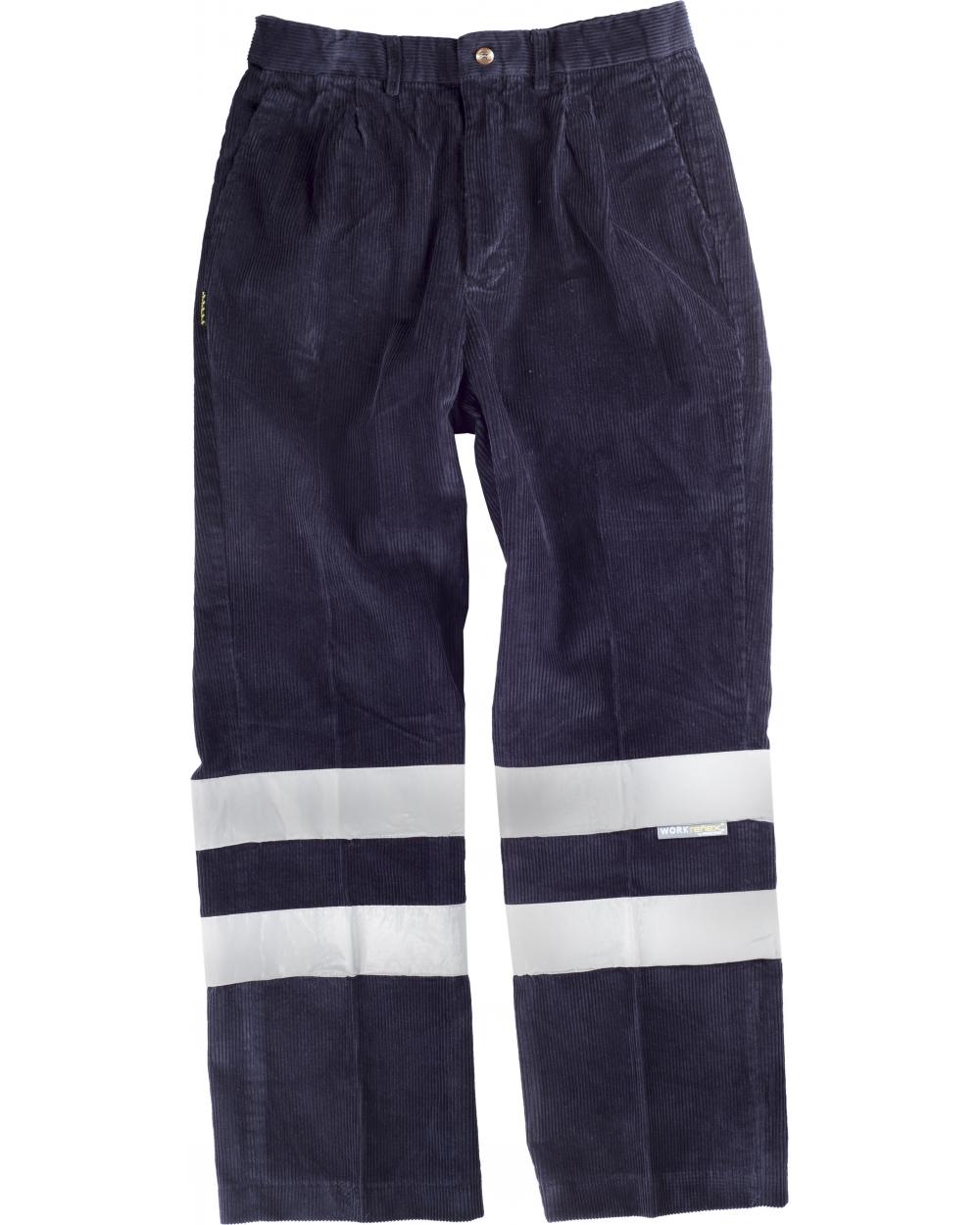 Comprar Pantalon pana con cintas reflectantes S7016 Marino workteam delante
