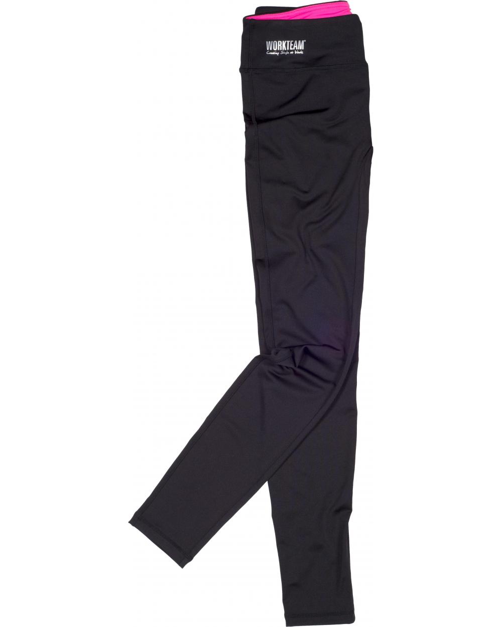 Comprar Leggin ajustados elasticos S7501 Negro+Rosa Fluor workteam delante