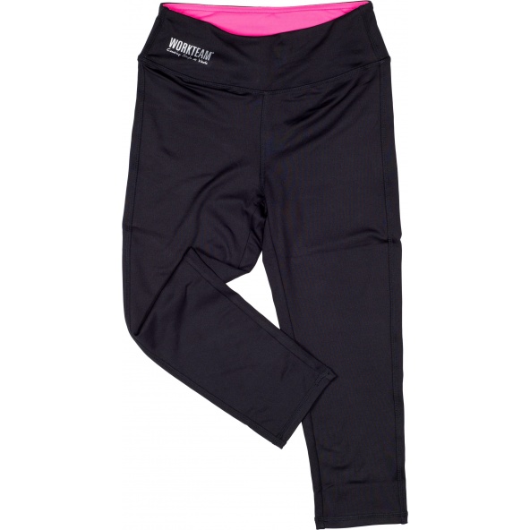 Comprar Leggin elasticos corte pirata S7502 Negro+Rosa Fluor workteam delante