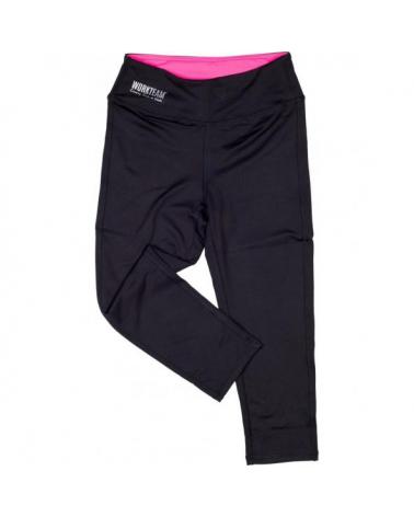 Comprar Leggin elasticos corte pirata S7502 Negro+Rosa Fluor workteam delante