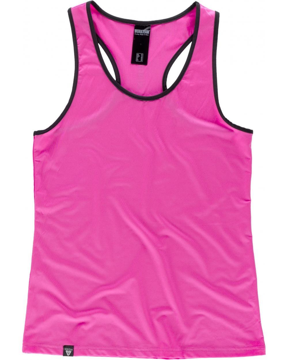 Comprar Camiseta deportiva para mujer S7520 Rosa Fluor workteam delante