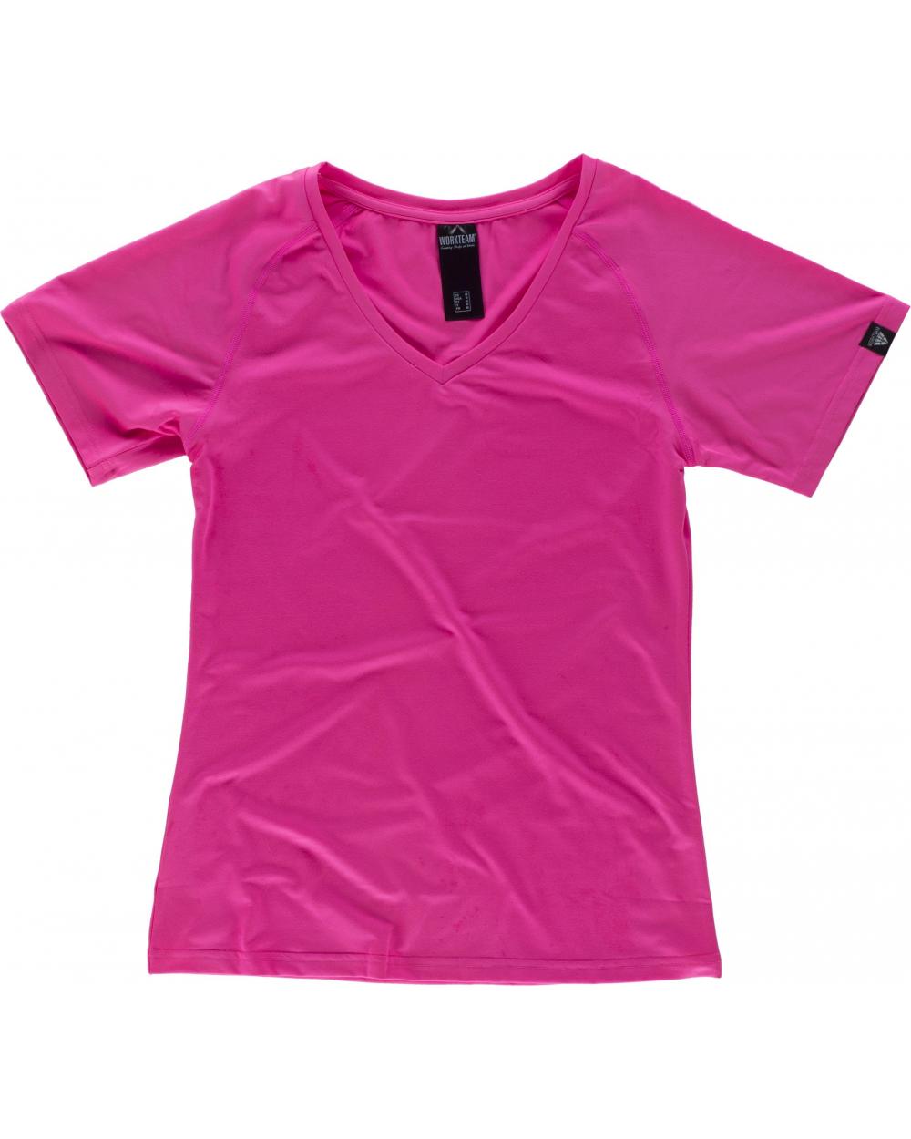 Comprar Camiseta deportiva para mujer S7525 Rosa Fluor workteam delante