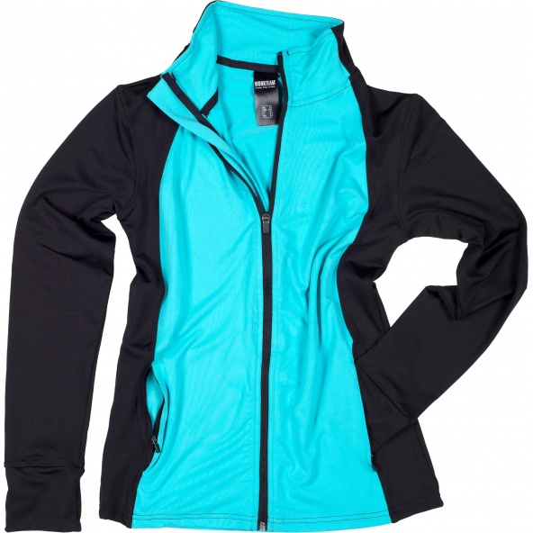 Comprar Chaqueta deportiva entallada para mujer S7550 Negro+Turquesa workteam delante