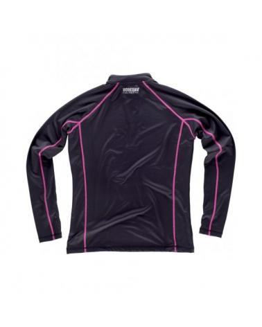 Sudadera deportiva entallada para mujer S7555 Negro+Rosa Fluor workteam atrás barato