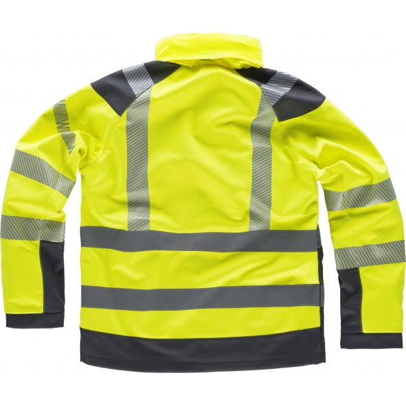 Workshell con cintas reflectantes S9211 Amarillo AV+Gris Oscuro workteam atrás barato