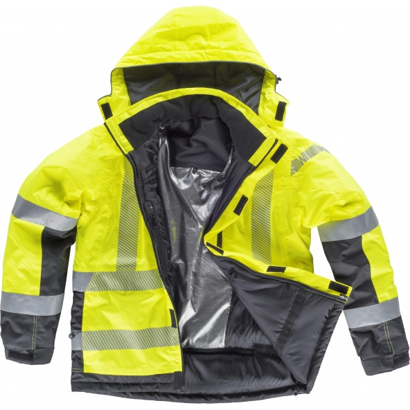 Comprar Parka impermeable certificada S9261 Amarillo AV+Gris Oscuro workteam delante