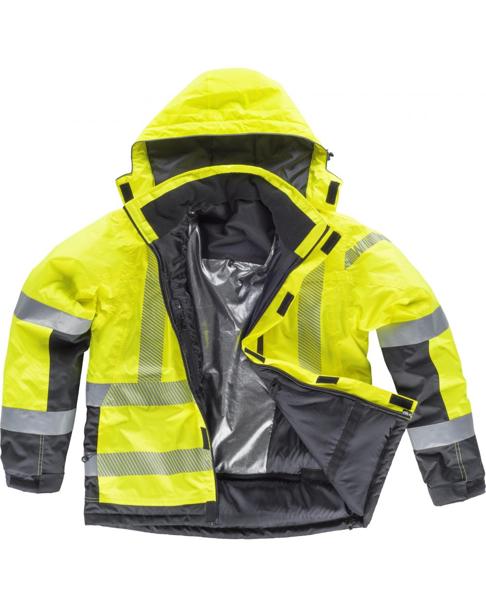 Comprar Parka impermeable certificada S9261 Amarillo AV+Gris Oscuro workteam delante