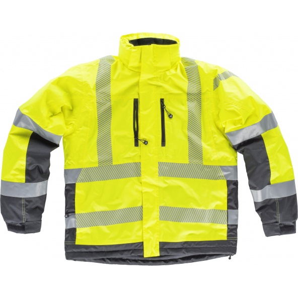 Parka impermeable certificada S9261 Amarillo AV+Gris Oscuro workteam delante reflectante