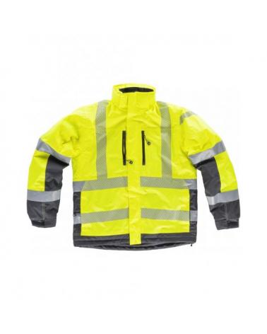 Parka impermeable certificada S9261 Amarillo AV+Gris Oscuro workteam delante reflectante