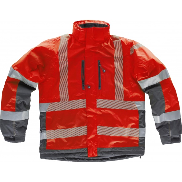 Comprar Parka impermeable combinada S9262 Rojo+Gris Oscuro workteam delante