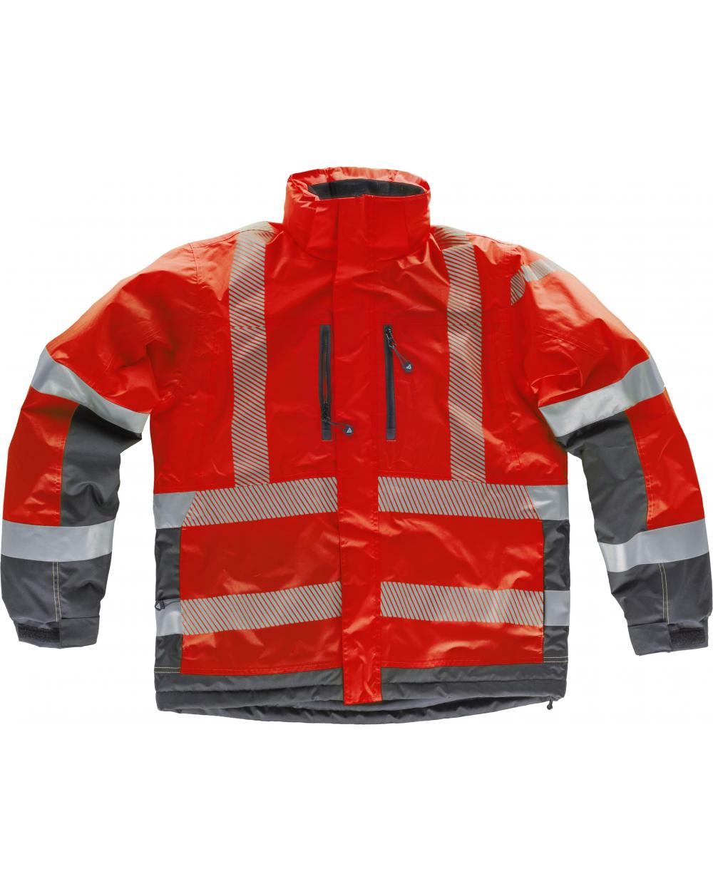 Comprar Parka impermeable combinada S9262 Rojo+Gris Oscuro workteam delante