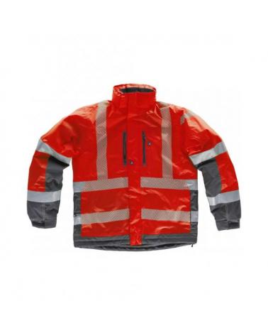 Comprar Parka impermeable combinada S9262 Rojo+Gris Oscuro workteam delante