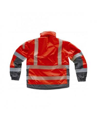 Parka impermeable combinada S9262 Rojo+Gris Oscuro workteam atrás barato