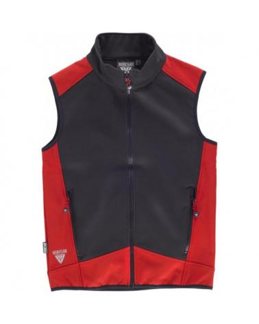 Comprar Chaleco workshell con membrana cortavientos S9315 Negro+Rojo workteam delante