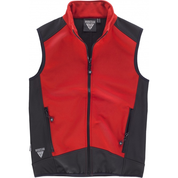 Comprar Chaleco workshell con membrana cortavientos S9315 Rojo+Negro workteam delante