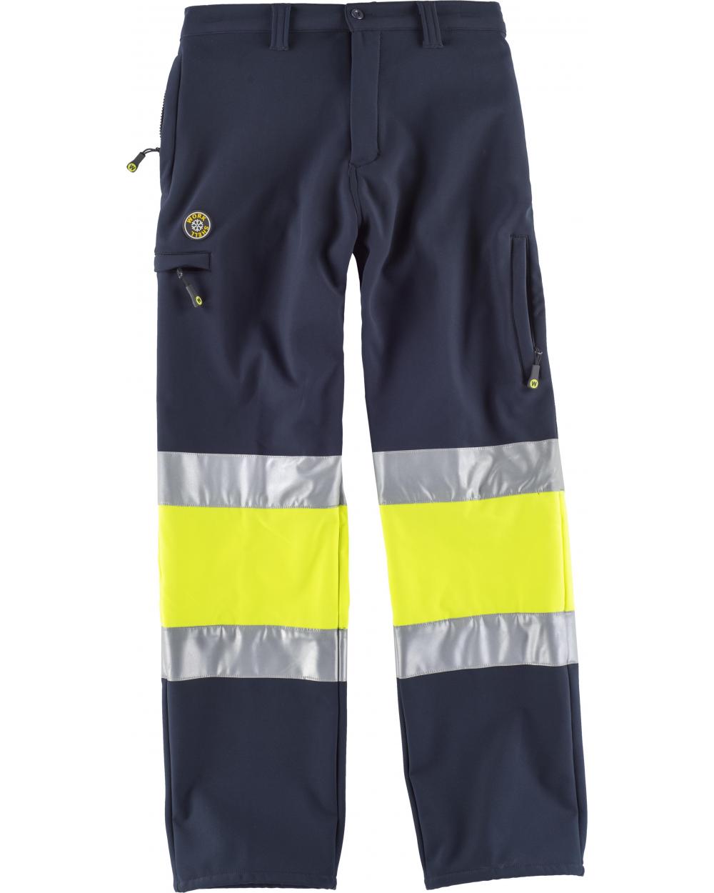 Comprar Pantalon Workshell certificado S9820 Marino+Amarillo AV workteam delante